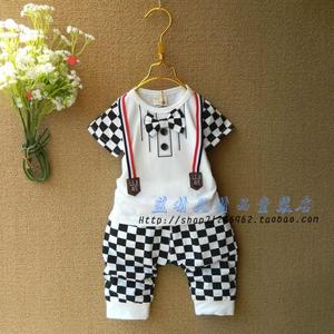 0-3-6-9个月男婴儿外出服新潮夏装半1-2岁男童女宝宝短袖套装