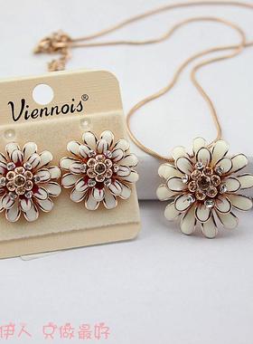 多层水钻小雏菊防过敏套链