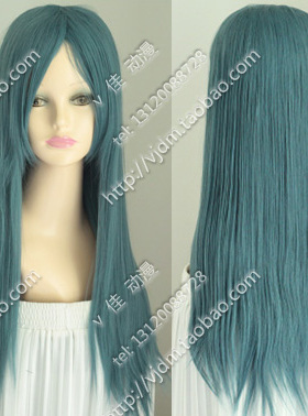 cosplay假发假毛 灰绿色长直发 绿灰色65CM加厚长发 女生原宿日常