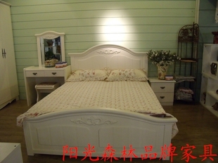 品牌正品/田园韩式/欧式/板实木结合/烤漆/标准双人床/香河家具城