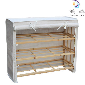 三层实木鞋架棉布套鞋柜创意鞋柜收纳鞋架储物柜木质多层鞋架包邮在类目 住宅家具, 柜类, 鞋柜中 - 来自Buy2taobao.com提供专业的淘宝代购服务