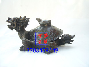 荣华富贵纯铜开盖长寿龙龟龙龟长寿龟仿紫铜家居桌面装饰风水摆件