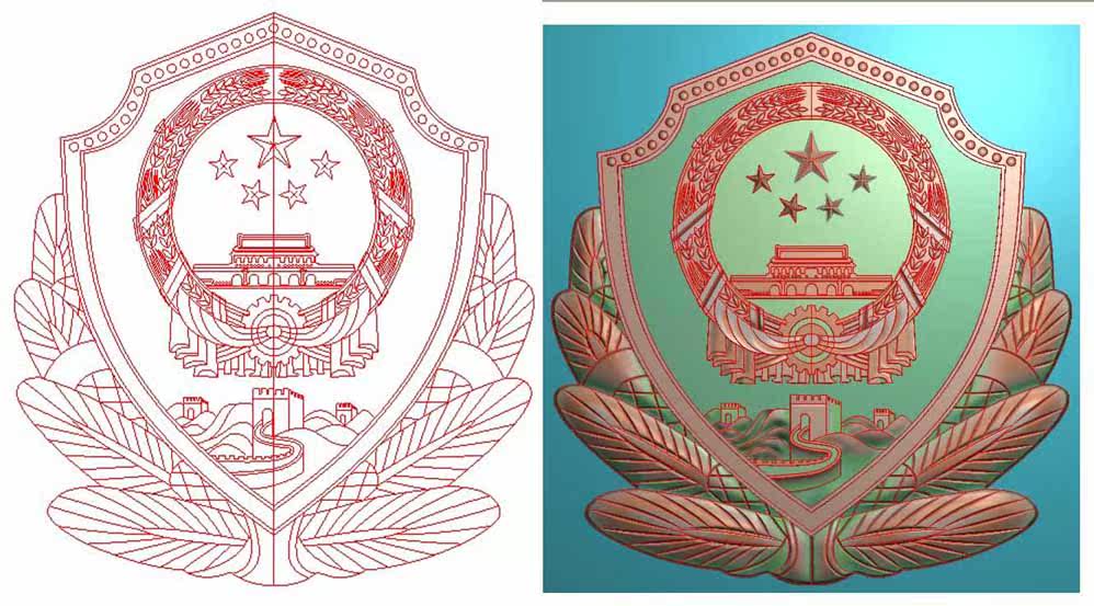 精雕图 浮雕图 国徽 有线 源文件【jd176】