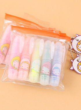 真彩MK-2061小巧荧光笔可擦6支荧光笔迷你型彩色笔标记笔5只装