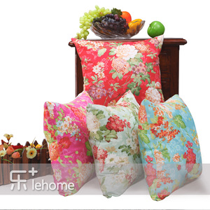 66.08元包邮 lehome 乐+ 印花麂皮绒靠垫 镜中花 靠垫*4