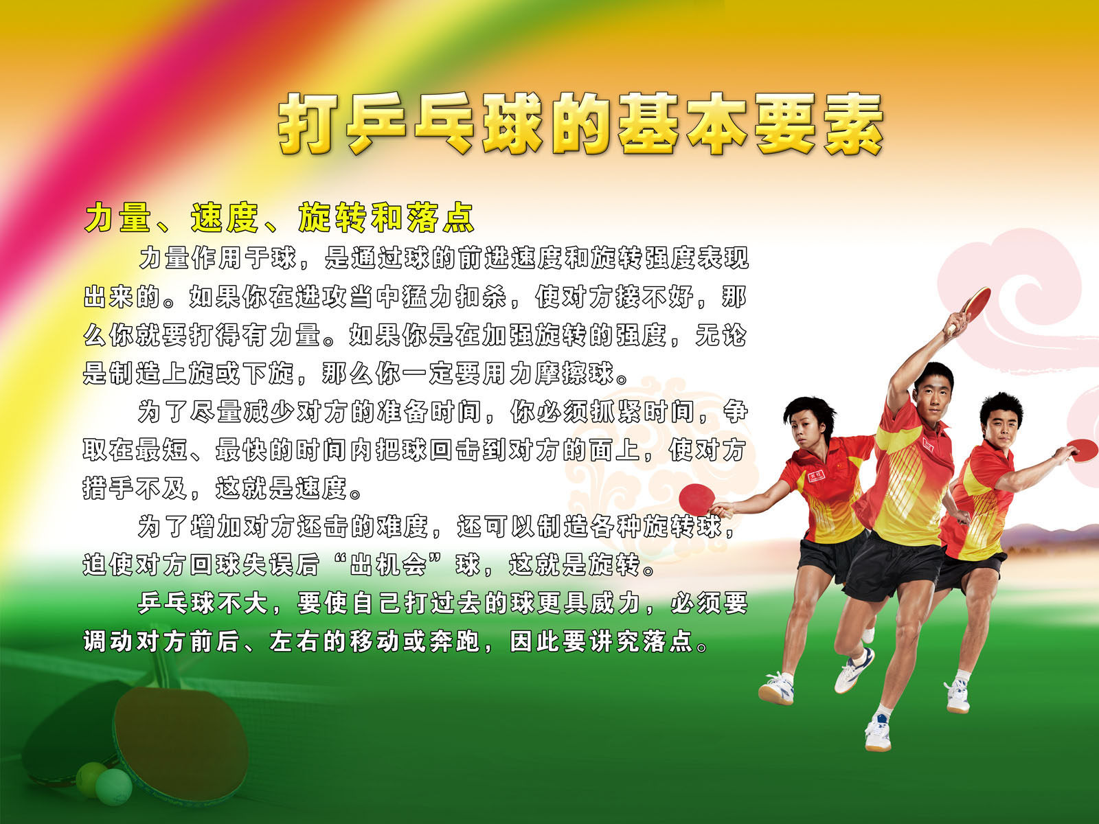 598海报印制海报展板素材490健身房乒乓球知识基本要素