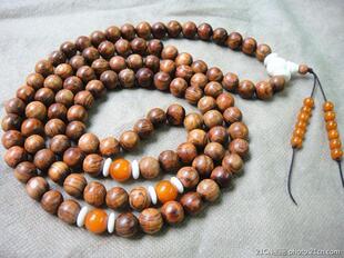 马狮麟海南黄花梨佛珠 10mm海黄念珠 K16号牙骨密蜡108粒持珠