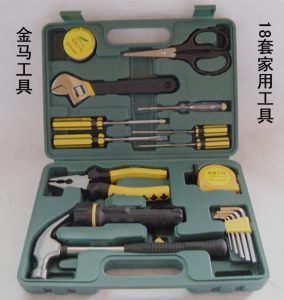 。正品金马工具18件套工具组合套装/家用工具礼品带工具箱