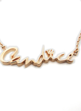 定制女本命年鼠年项链情侣名字一对字母纯银礼物生日刻Candice