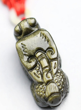 天然金耀石貔貅吊坠 大号男款霸王貔貅挂坠 金曜石皮丘项坠