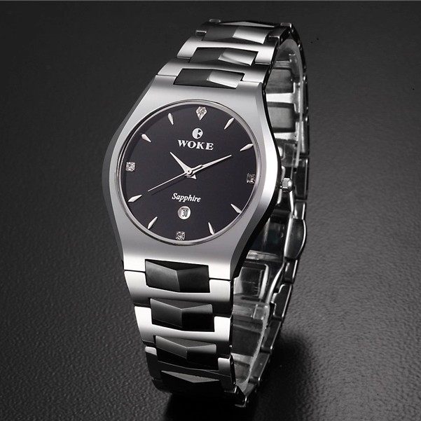 正品 握刻手表woke男表 钨钢表石英表休闲商务表情侣腕表515 防水