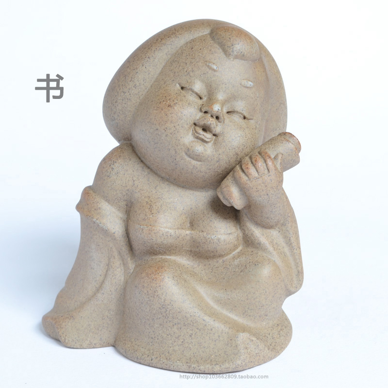 粗陶仕女摆件紫砂唐代仕女摆件琴棋书画人物雕塑摆件紫砂美女摆件