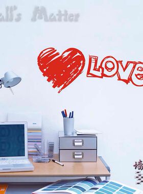 韩版手绘浪漫英文婚房电视背景墙