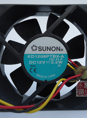 正品SUNON 建准 8025 12V 3.2W KD1208PTBX-A 机箱大风量散热风扇