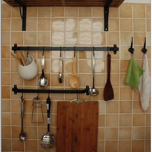 欧式铁艺厨房置物架厨房挂钩挂杆横杠挂架收纳架厨房汤勺架储物架