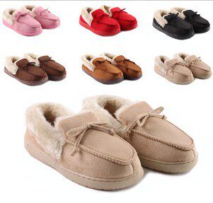 Pantoufles enfants en suède pour hiver - semelle caoutchouc - Ref 1034681 Image 1