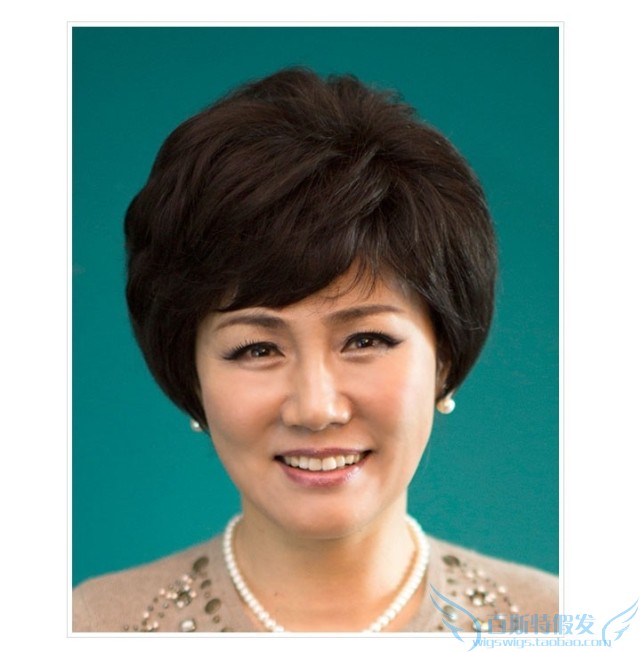 时尚假发女士中老年妈妈假头发短发短卷发黑色棕色假头套遮白发套