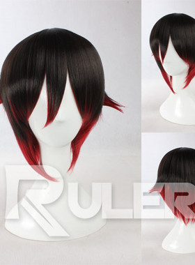 假发cosplay假毛RWBY Red Trailer Ruby黑色混色红色反翘特型短发