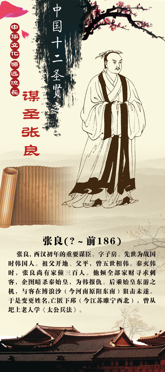 704海报印制展板写真喷绘贴纸素材818中国古代圣人简介谋圣张良