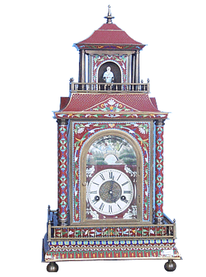 工艺钟表 景泰兰珐琅亭式 机械钟表 仿古座钟座钟样板设计装饰