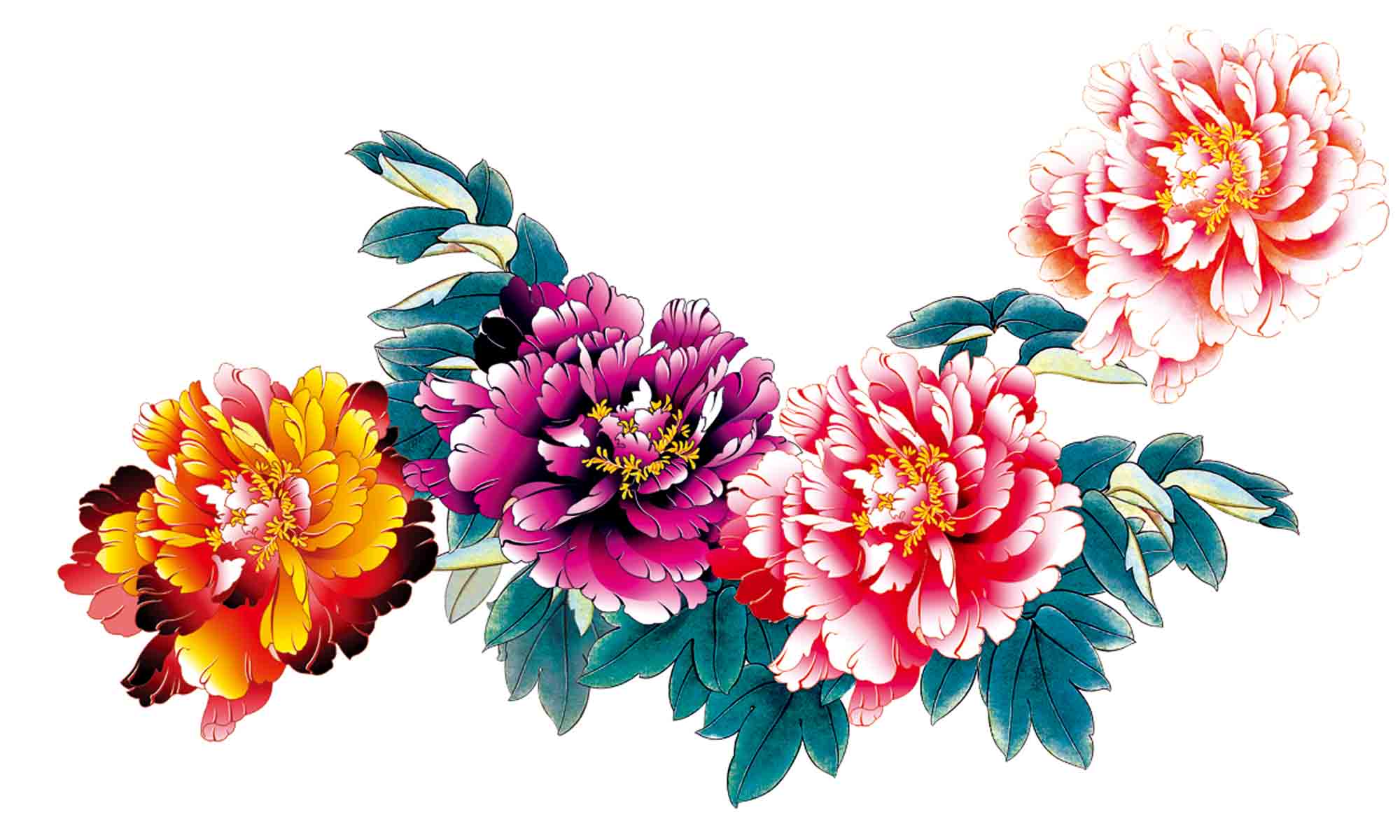 182素材富贵图装饰画墙画壁画挂画290富贵牡丹 ps海报印制
