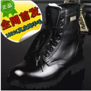 3615正品靴男式真皮羊毛鞋 冬季保暖雪地靴 男 作战靴高筒靴