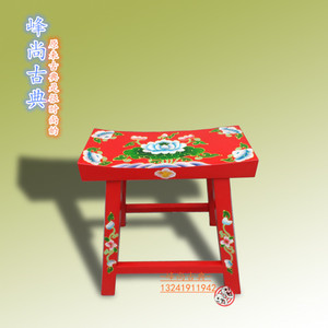 中式仿古彩绘家具新古典吧凳换鞋凳化妆凳子餐椅手工彩绘可定制