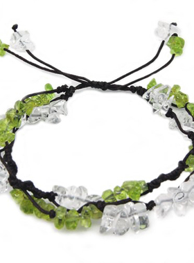 天然手工编织白水晶碎石饰品脚链