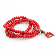 Red featured national wind, China hand Kung Fu ceramic bead bracelets unisex 108 multi-ring-mail