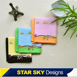 星曌●韩版时尚卡通小鸟黄莺棉质男女手帕透气面料手绢汗巾教师节