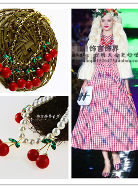 时尚杂志甜美大樱桃手链珍珠项链