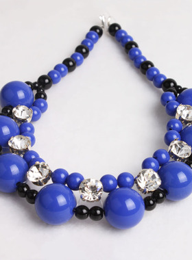 欧美风大珍珠镶钻夸张锁骨链包邮