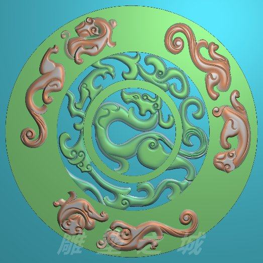 精雕图 浮雕图 灰度图 电脑雕刻图 jdp文件 圆盘草龙