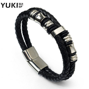 YUKI men bracelet Italy original design and stylish leather jewelry City boy titanium jewelry