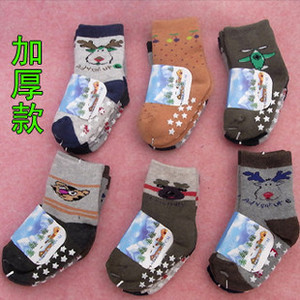 W5 外贸原单 秋冬新款加厚特厚纯棉毛线圈男女儿童大童防滑袜子