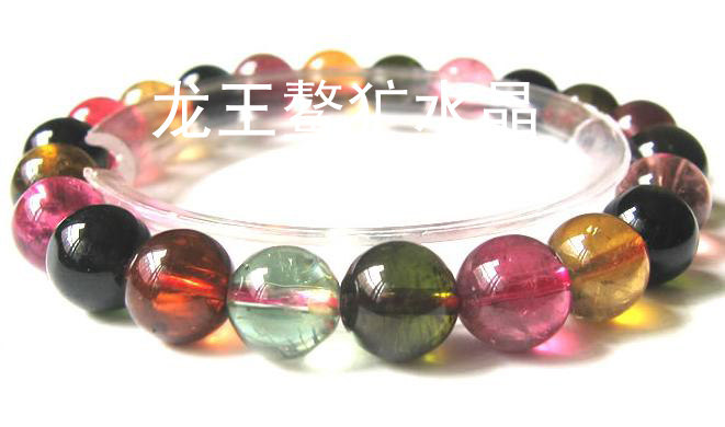 龙王鳌犷水晶天然碧玺手链 10mm