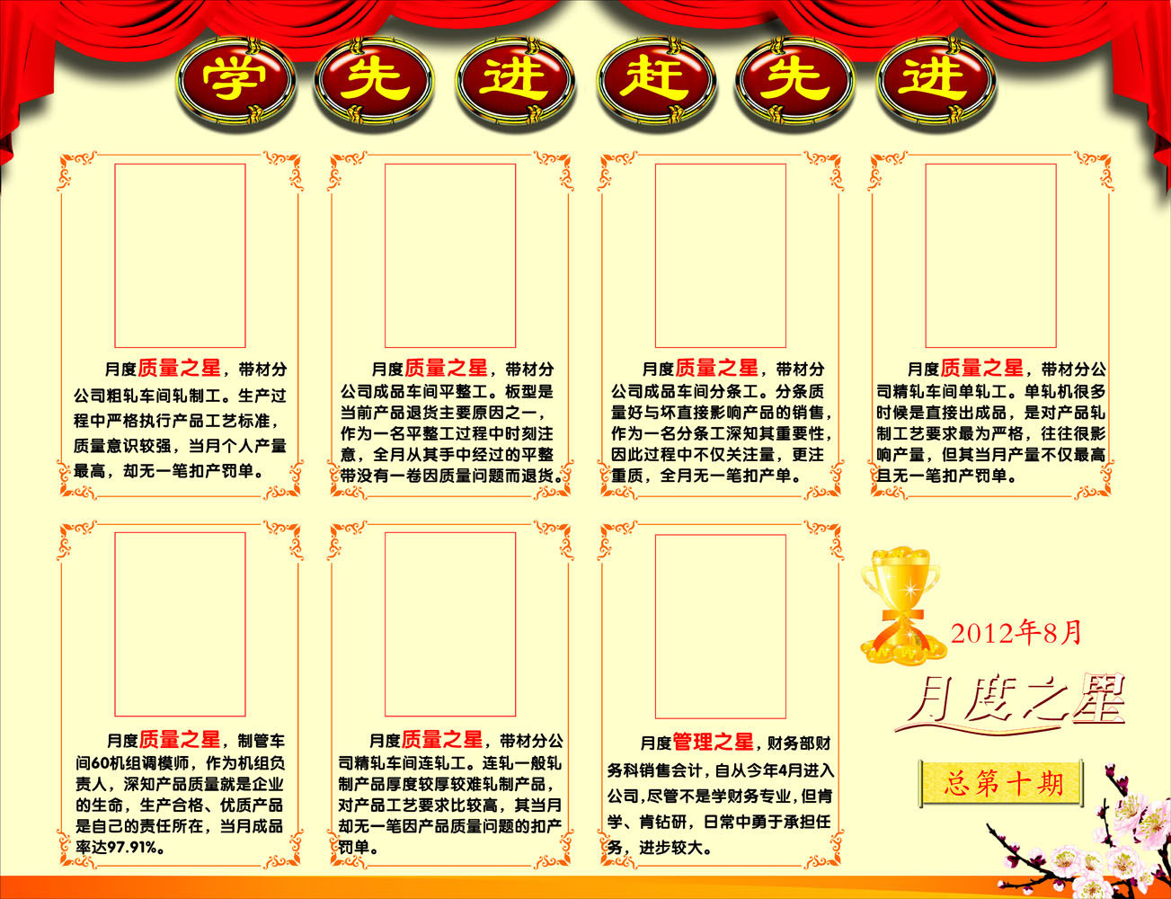 640海报印制海报展板素材262公司月度之星 光荣榜