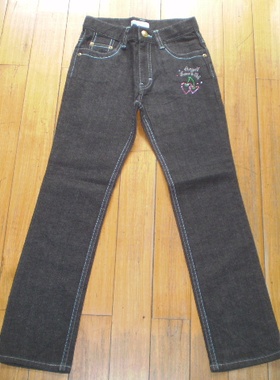 ANGEL BLUS黑色贴水钻牛仔长裤140-E