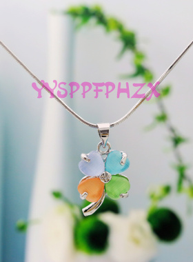 韩版镀18k幸运草猫眼石礼品吊坠