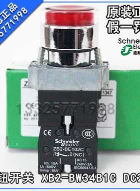 原厂施耐德 Schneider 带灯按钮开关 XB2-BW34B1C DC24V