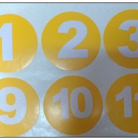 【点递】黄底白字定做通用号码贴数字贴号码不干胶5CM黄底数