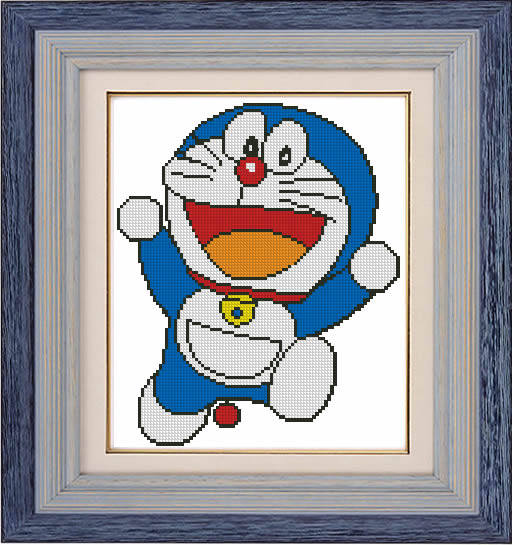 哆啦a梦十字绣相框图机器猫叮当猫小叮当doraemon帮画线无印花