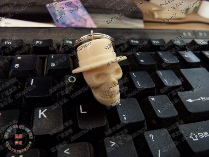 带礼帽的骷髅头骨匙扣模型 人头骨匙扣 人体模型 人体玩具匙扣