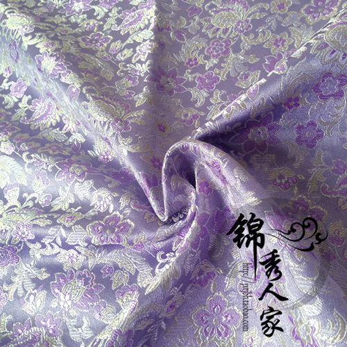 cos服装布料浅紫开口笑小花朵