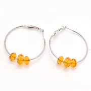 Smiling Korean three-bead Crystal hoop earrings earring earring earring Korea earloop accessory female 363778