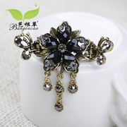 Bagen grass hair jewelry hair catching retro flow Su Buyao rhinestones alloy insert medium hair Barrette caught clips