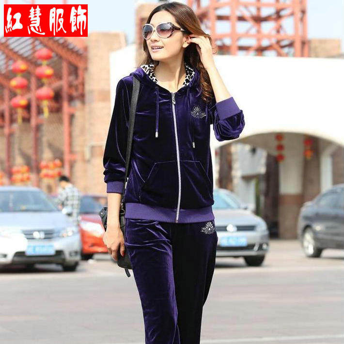 特价2024春装新款天鹅绒金丝绒休闲运动套装女运动服韩版卫衣套装