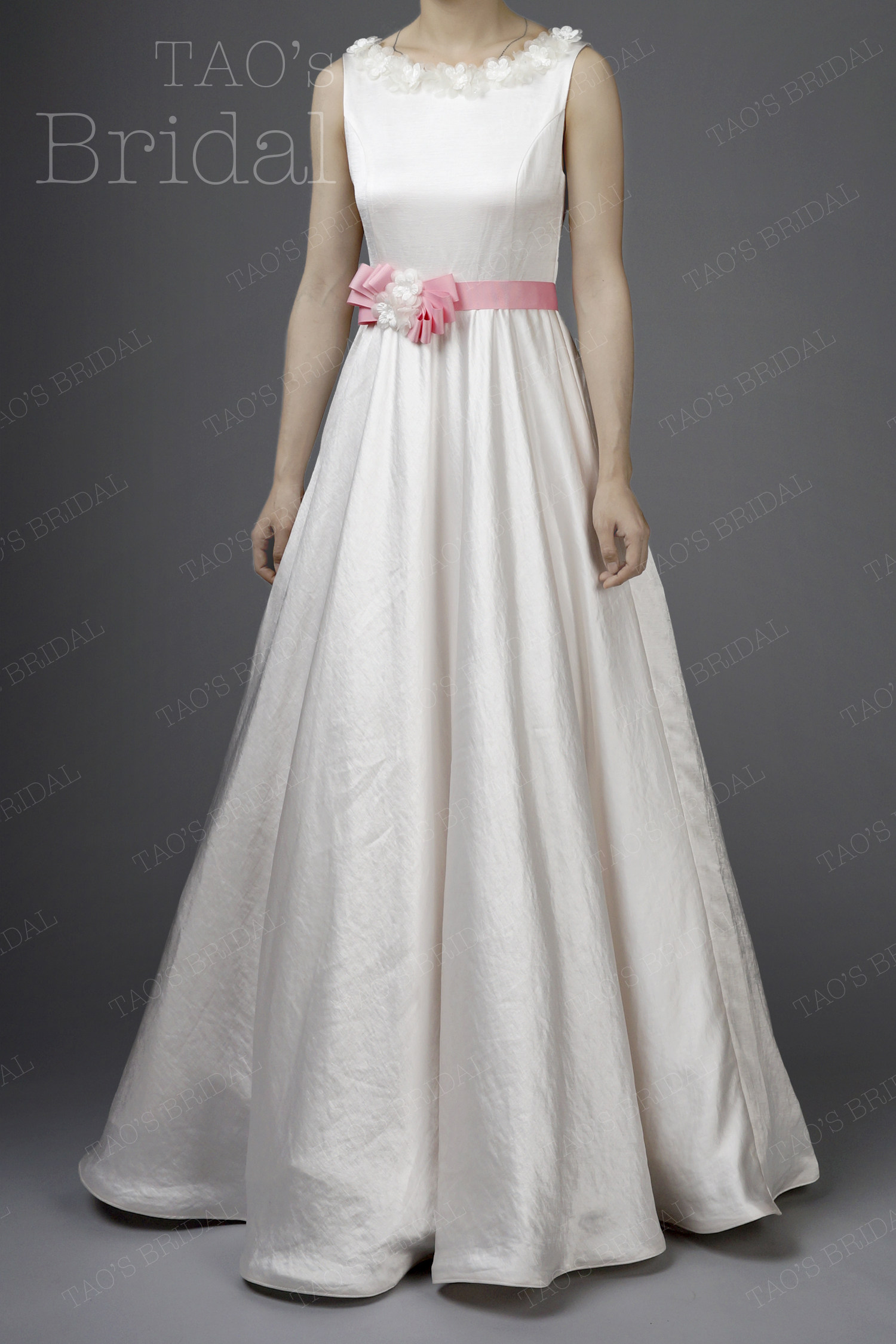 大陶家原创 2014春夏新品 annie一字肩a摆镂空蝴蝶结婚纱礼服多色