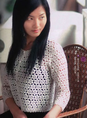 包邮定制 春季新款开身短款手工钩花镂空外套针织衫 女装上衣573