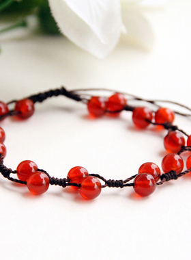 天然红玛瑙水晶饰品手链送女友